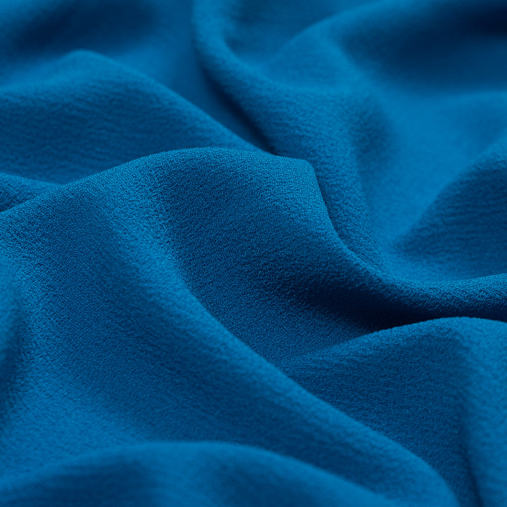 Sea Blue Polyester Crepe Detail