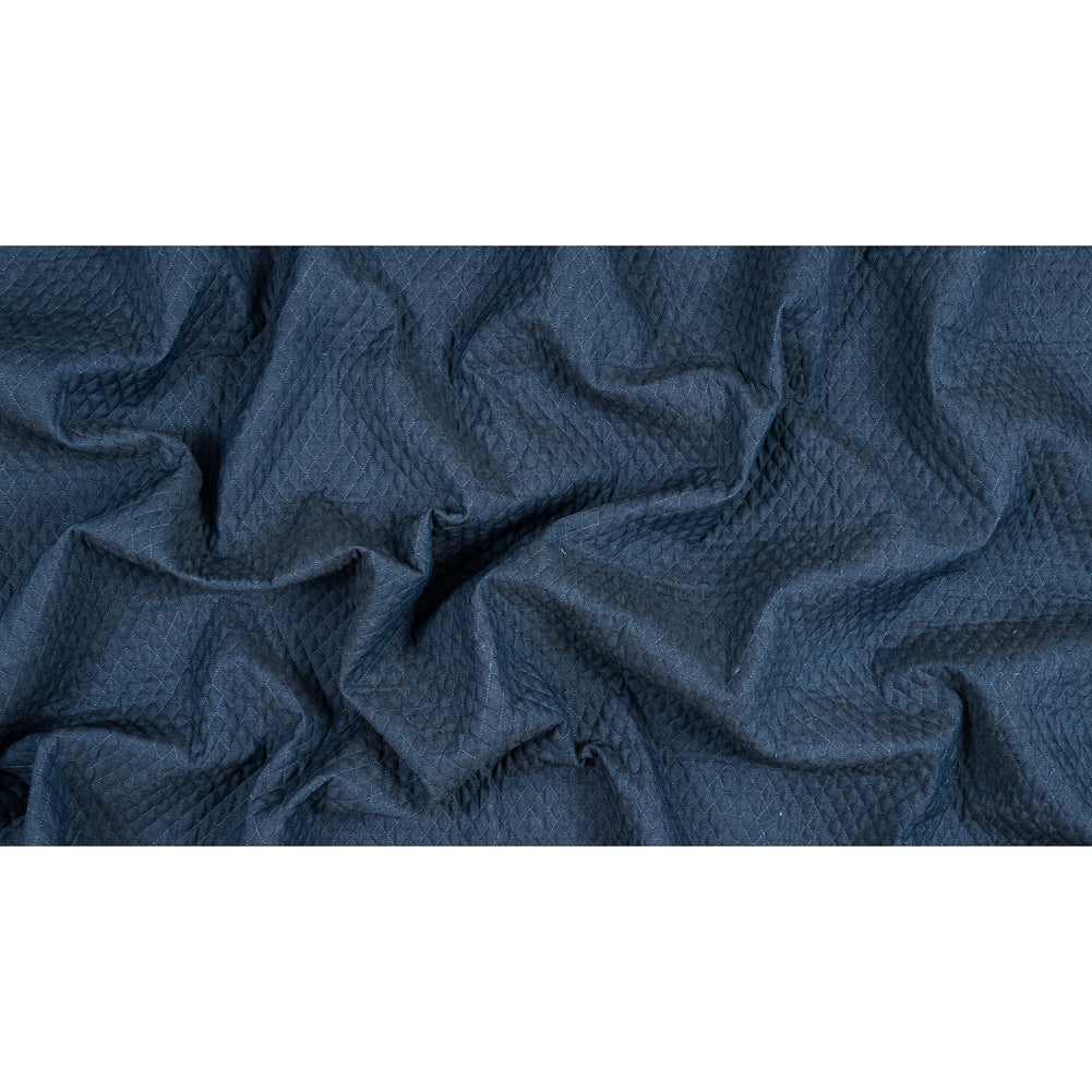 Diamond Quilted Denim Coating with Filler Folded