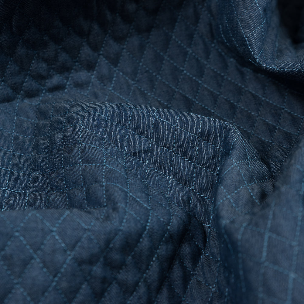 Diamond Quilted Denim Coating with Filler Full