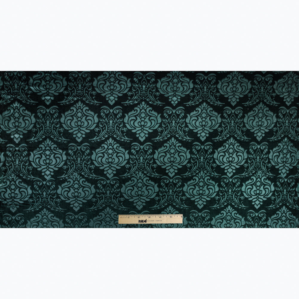Emerald Green Damask Embossed Velour Folded