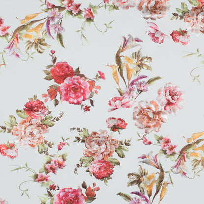 White Ponte Knit with Multicolor Floral Foil Design