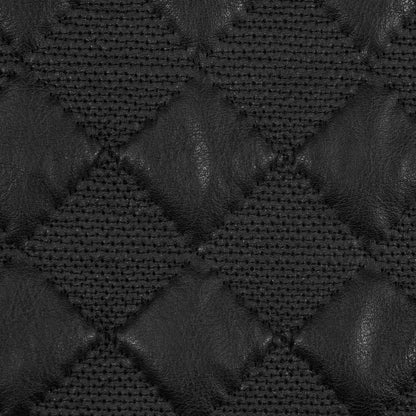 Black Faux Leather Quilted Coating with Large Squares Full