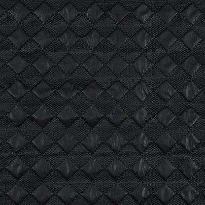 Black Faux Leather Quilted Coating with Large Squares
