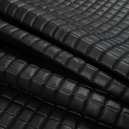 Black Faux Leather Square Quilted Coating Folded