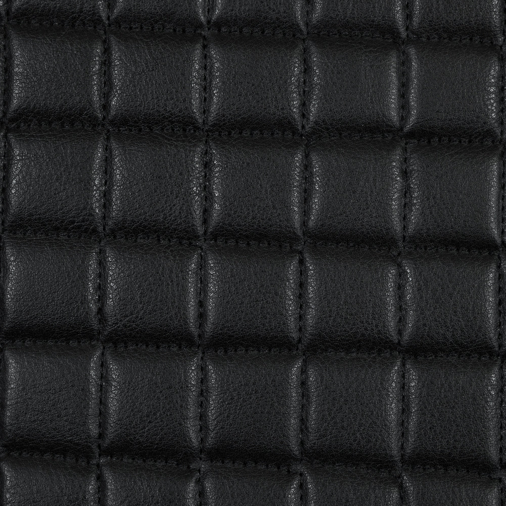Black Faux Leather Square Quilted Coating Detail