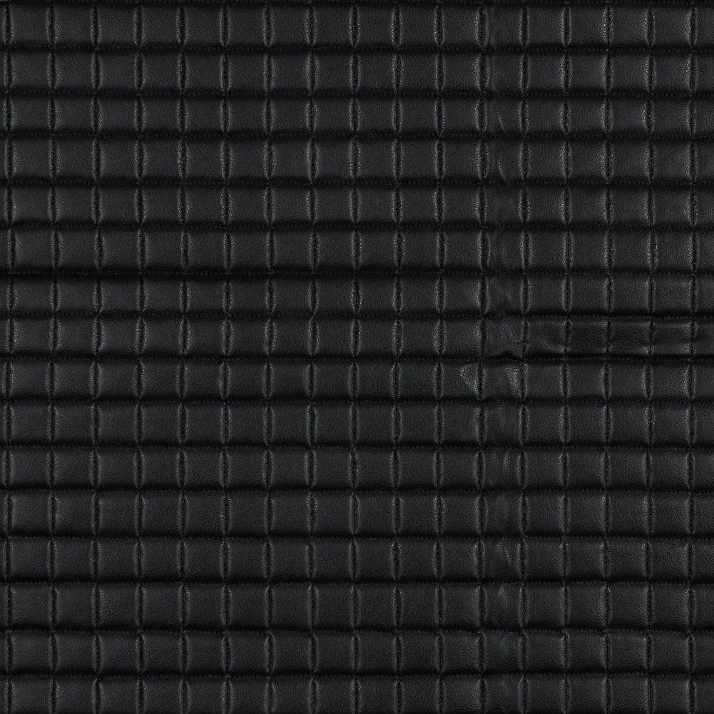 Black Faux Leather Square Quilted Coating