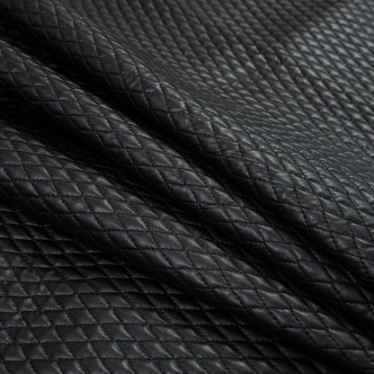 Black Faux Leather Diamond Quilted Coating Detail