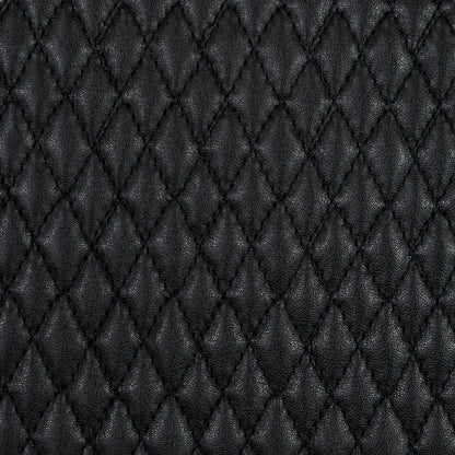 Black Faux Leather Diamond Quilted Coating Full