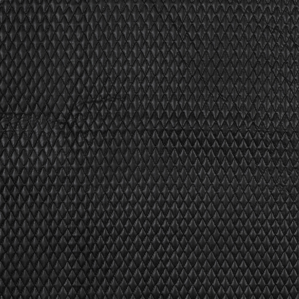 Black Faux Leather Diamond Quilted Coating