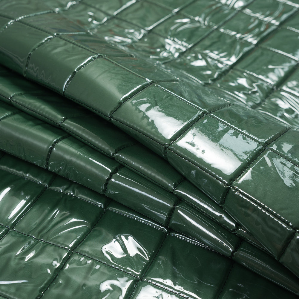 Green Square Vinyl Quilted Coating Detail