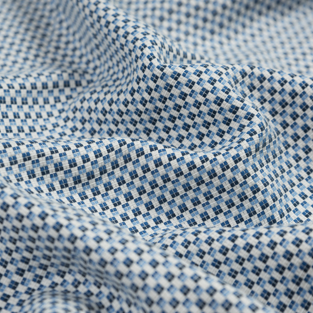 Blue and White Checkered Cotton Woven Detail