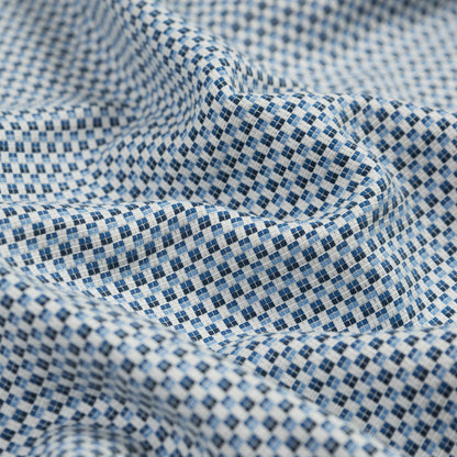 Blue and White Checkered Cotton Woven Detail