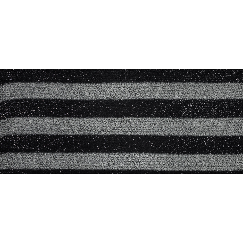 Black and White Awning Striped Wool Blend with Baby Sequins Full