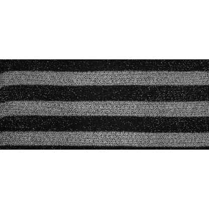 Black and White Awning Striped Wool Blend with Baby Sequins Full