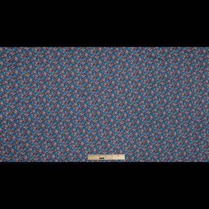 Blue and Orange Floral Printed Silk Chiffon Full