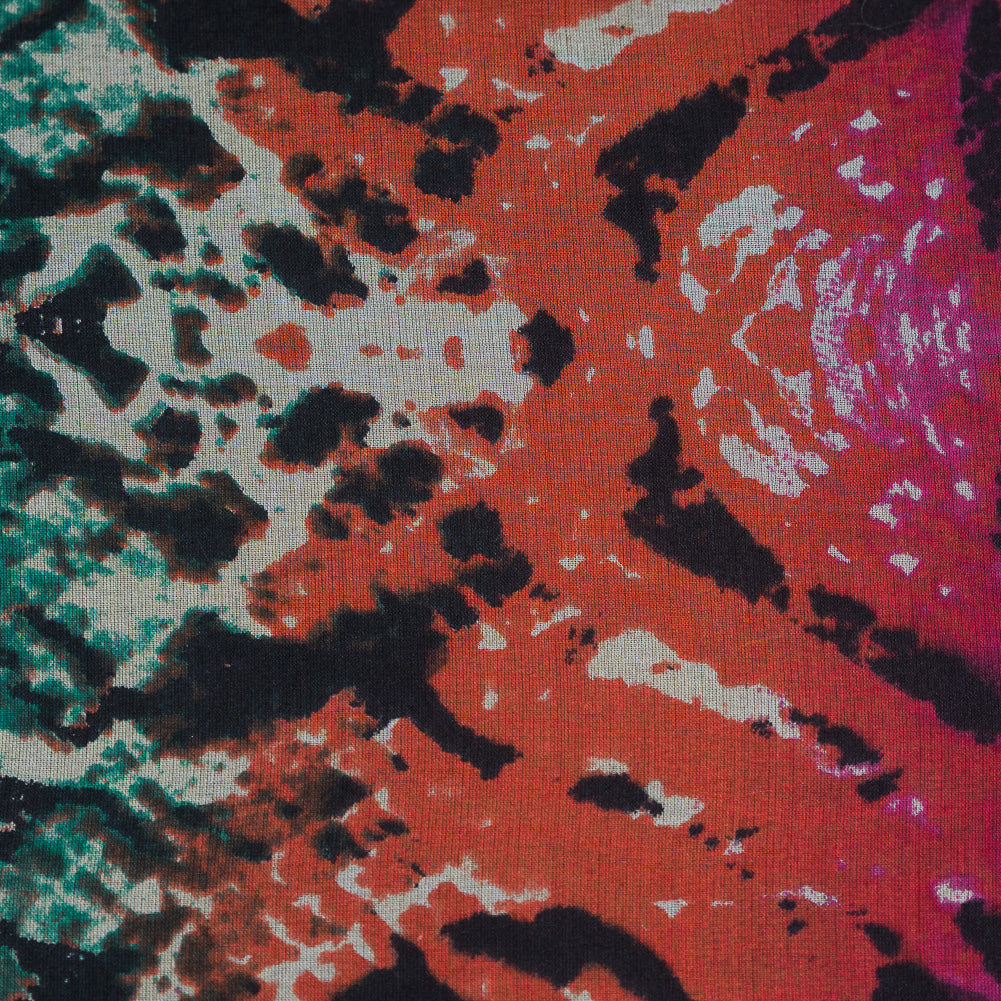 Green, Pink and White Python and Zebra Printed Silk Chiffon Detail