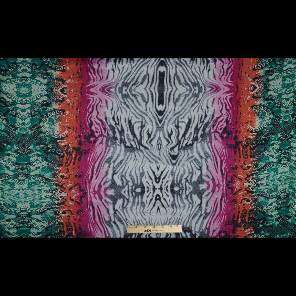 Green, Pink and White Python and Zebra Printed Silk Chiffon Full