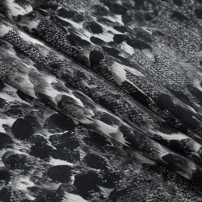 Black and Gray Abstract Cheetah Spotted Silk Charmeuse Detail