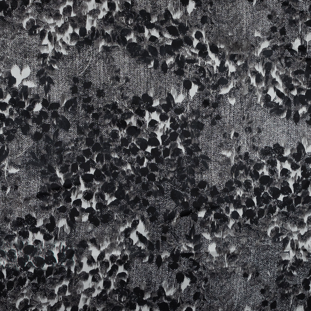 Black and Gray Abstract Cheetah Spotted Silk Charmeuse