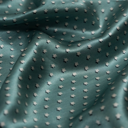 Seafoam Green Star Printed Silk Charmeuse Detail