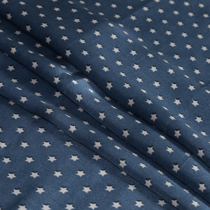 Medieval Blue and White Star Printed Silk Charmeuse Folded