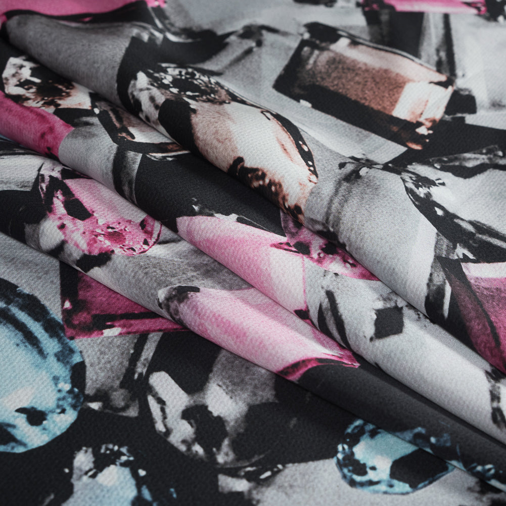 Black Gem Printed Silk Charmeuse Folded