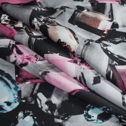 Black Gem Printed Silk Charmeuse Folded