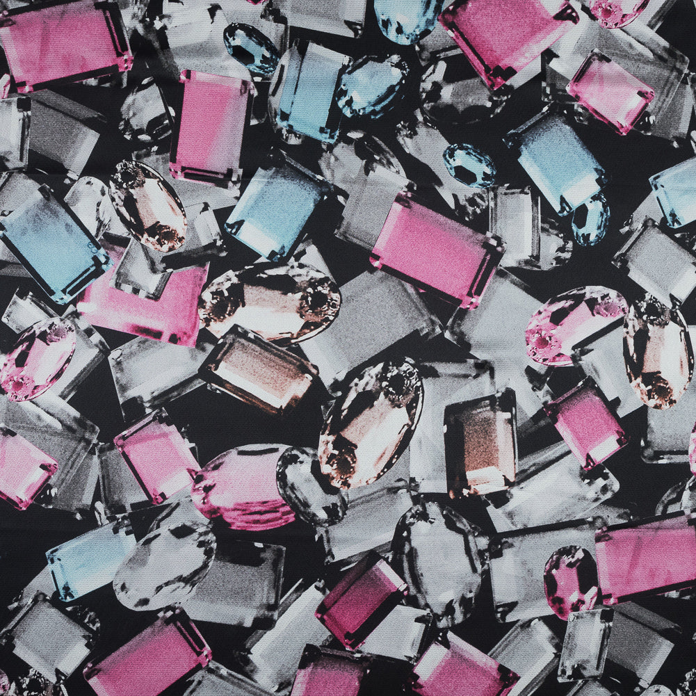 Black Gem Printed Silk Charmeuse