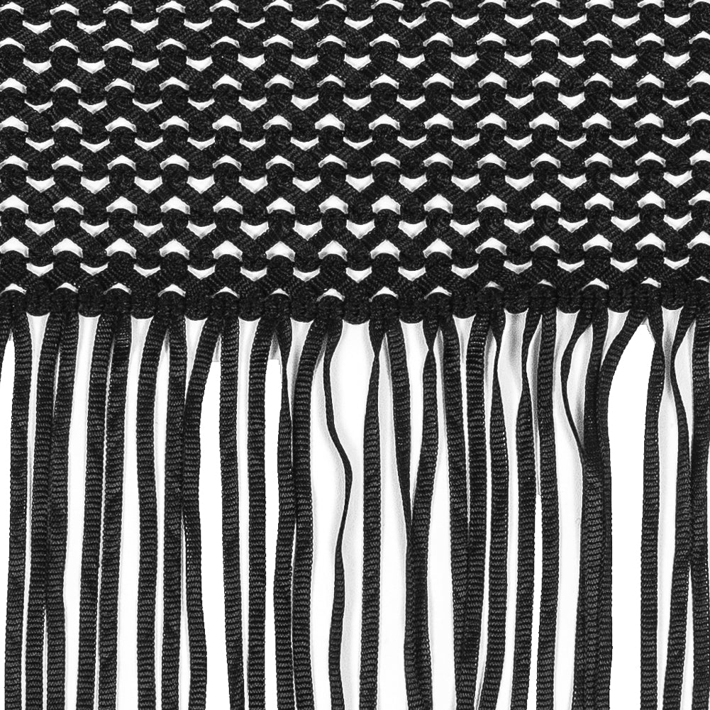 Black Ribbon Fringe Trim - 12" Detail