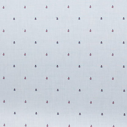 White Cotton Shirting with Embroidered Boats and Anchors