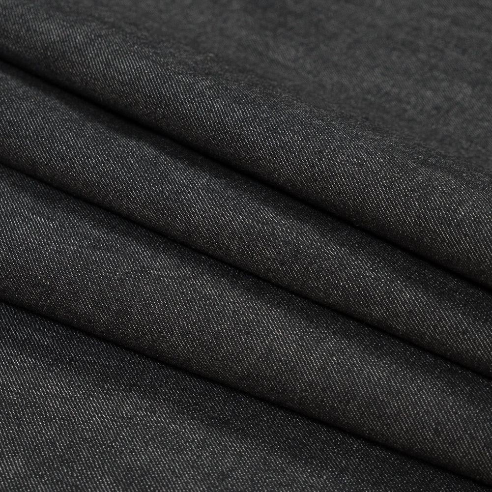 Black Stretch Cotton Denim Folded