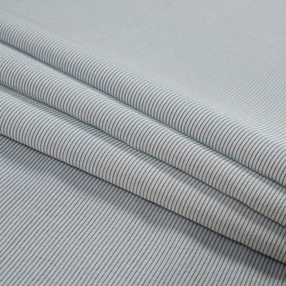 White and Gray Shadow Striped Silk and Cotton Woven Folded