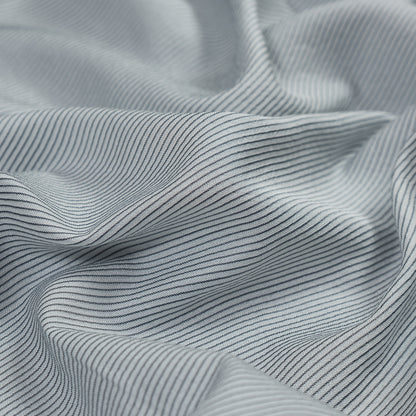 White and Gray Shadow Striped Silk and Cotton Woven Detail