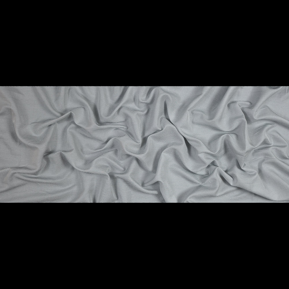 White and Gray Shadow Striped Silk and Cotton Woven Full