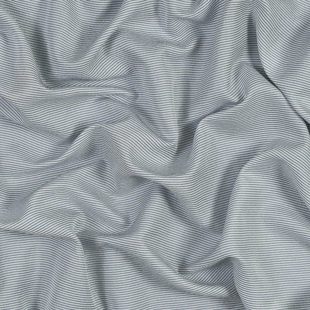 White and Gray Shadow Striped Silk and Cotton Woven