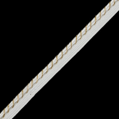 Metallic Gold and White Cord with White Lip - 0.5" Detail