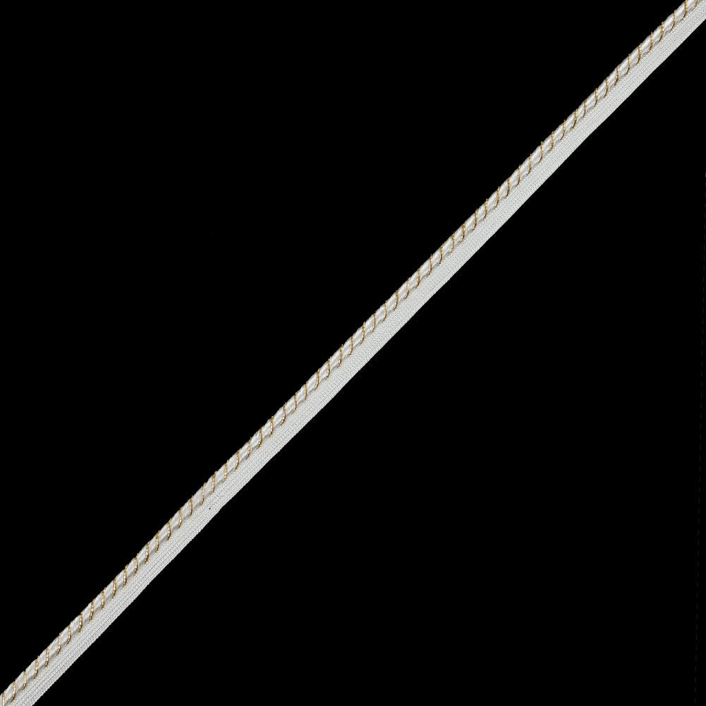 Metallic Gold and White Cord with White Lip - 0.5"