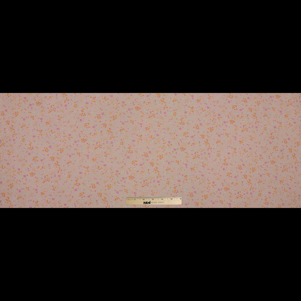 Orange Sherbet Floral Printed Polyester Mesh Full