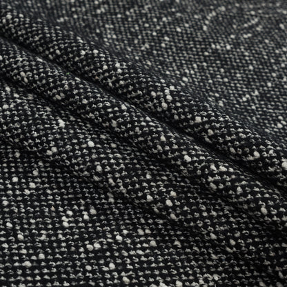 Black and White Heavy Tweed Wool Coating Folded