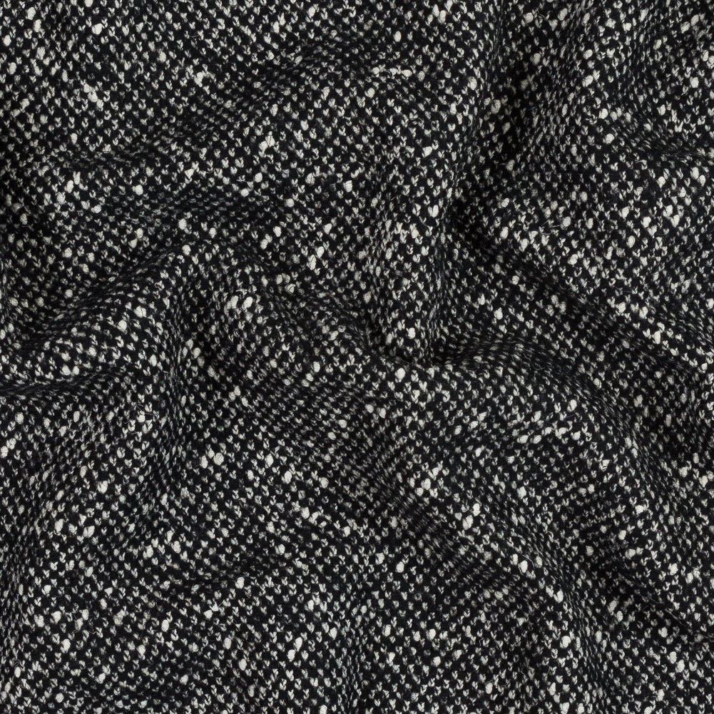 Black and White Heavy Tweed Wool Coating