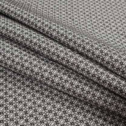 Brown and Ivory Floral Cotton Jacquard Folded