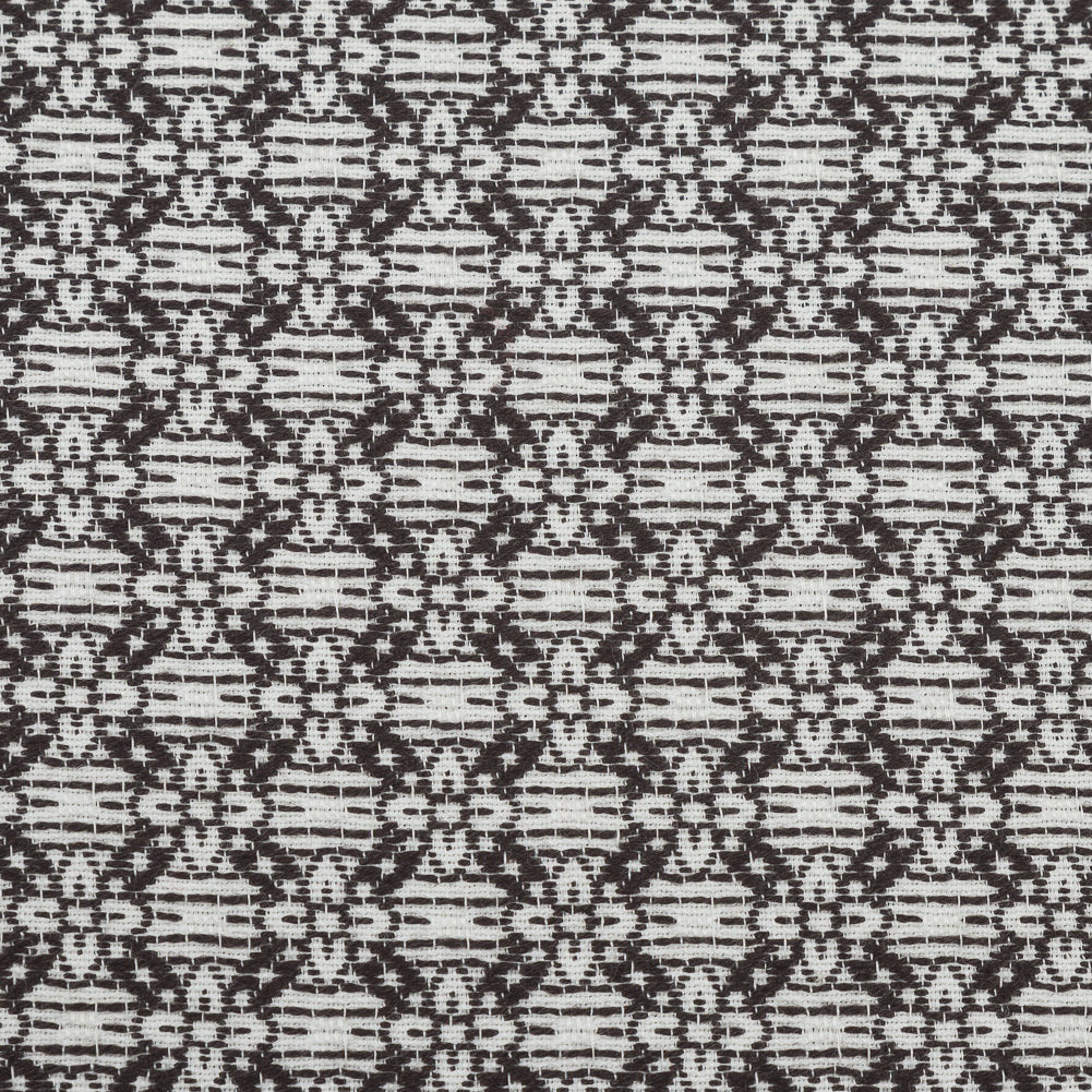 Brown and Ivory Floral Cotton Jacquard Detail