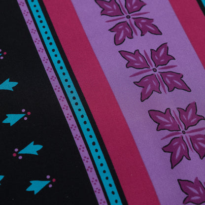 Famous NYC Designer Pink, Teal and Purple Printed Crepe de Chine Silk Panel Detail