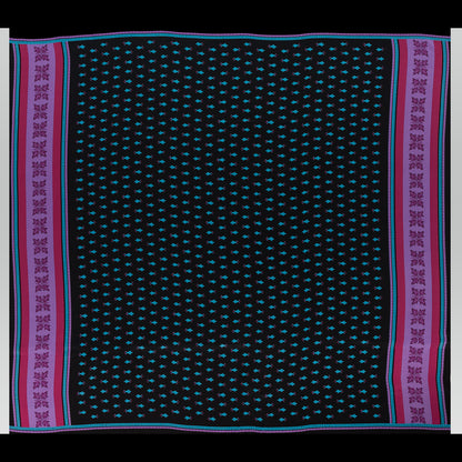 Famous NYC Designer Pink, Teal and Purple Printed Crepe de Chine Silk Panel Full