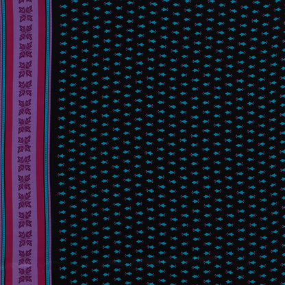 Famous NYC Designer Pink, Teal and Purple Printed Crepe de Chine Silk Panel