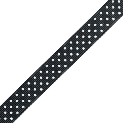 Black and White Polka Dotted Grosgrain Ribbon - 0.6" Detail