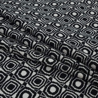 Black and Ivory Geometric Polyester Crepe Folded