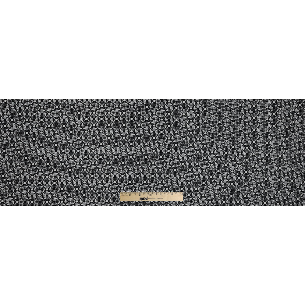 Black and Ivory Geometric Polyester Crepe Full