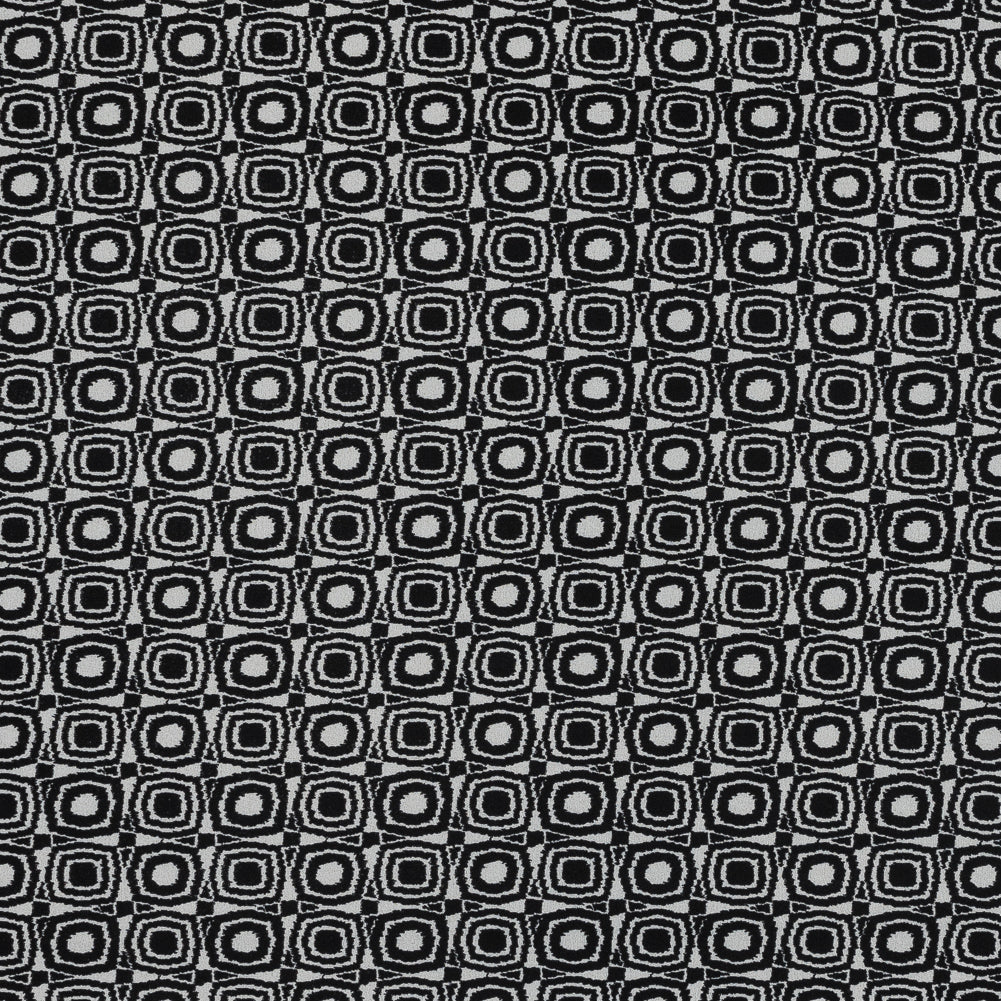 Black and Ivory Geometric Polyester Crepe