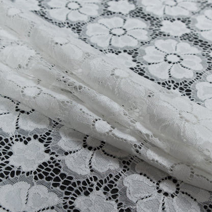 Stretch Crochet Lace - White Floral Detail